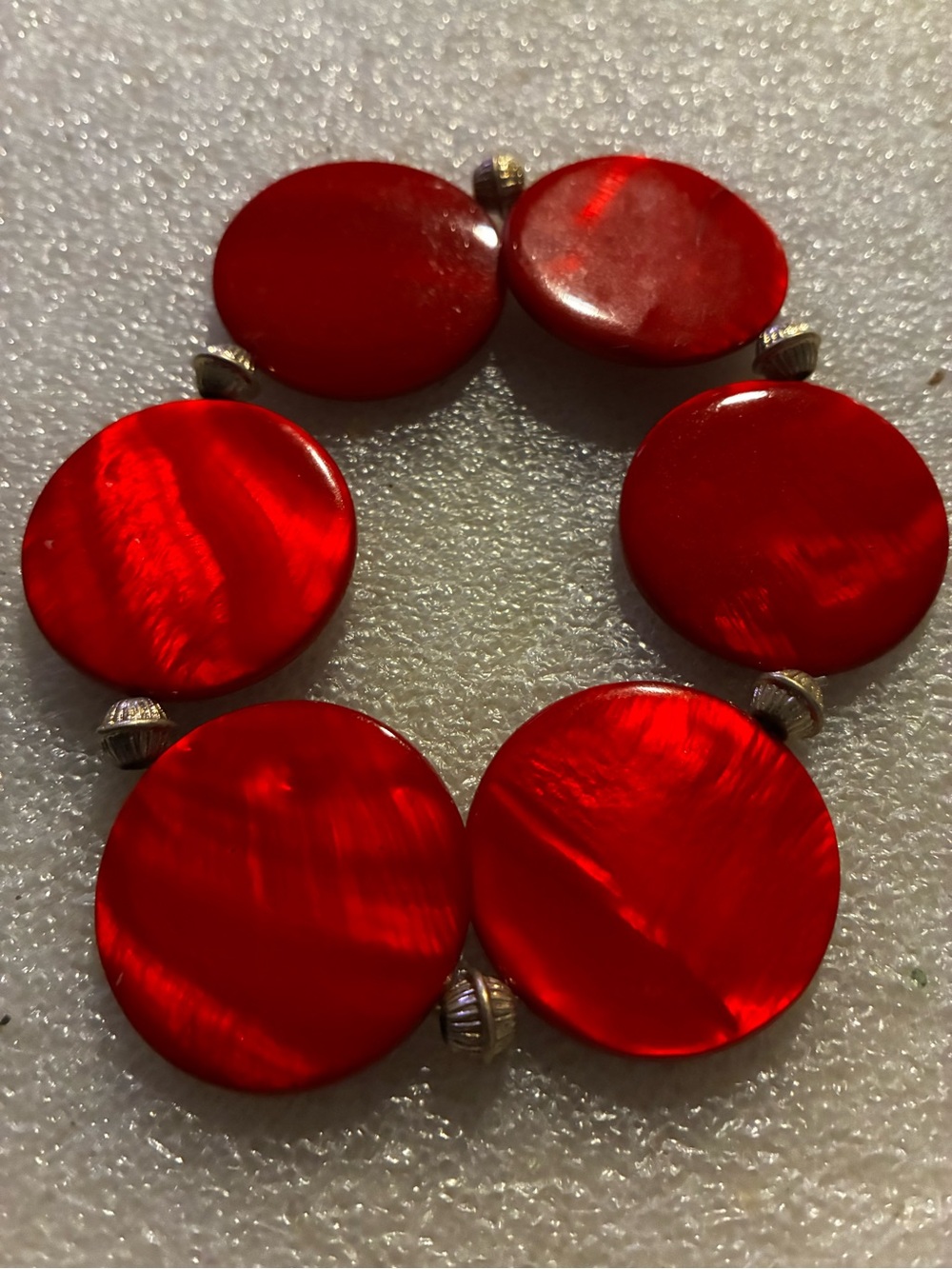 Resplendent Red Shell Disk Bracelet - Women Jewelry